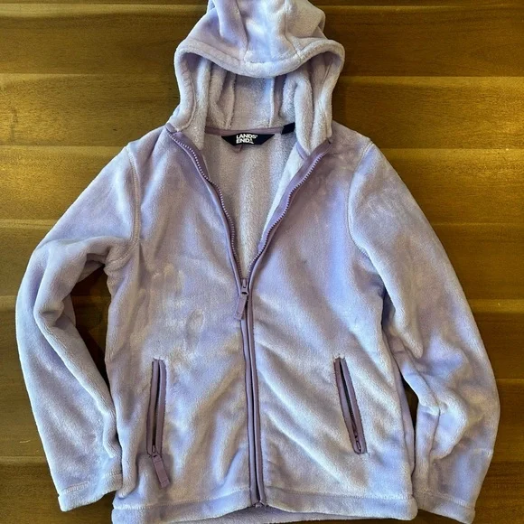Lands' End Light Purple Kids Fleece Hoodie - Picture 2 of 5